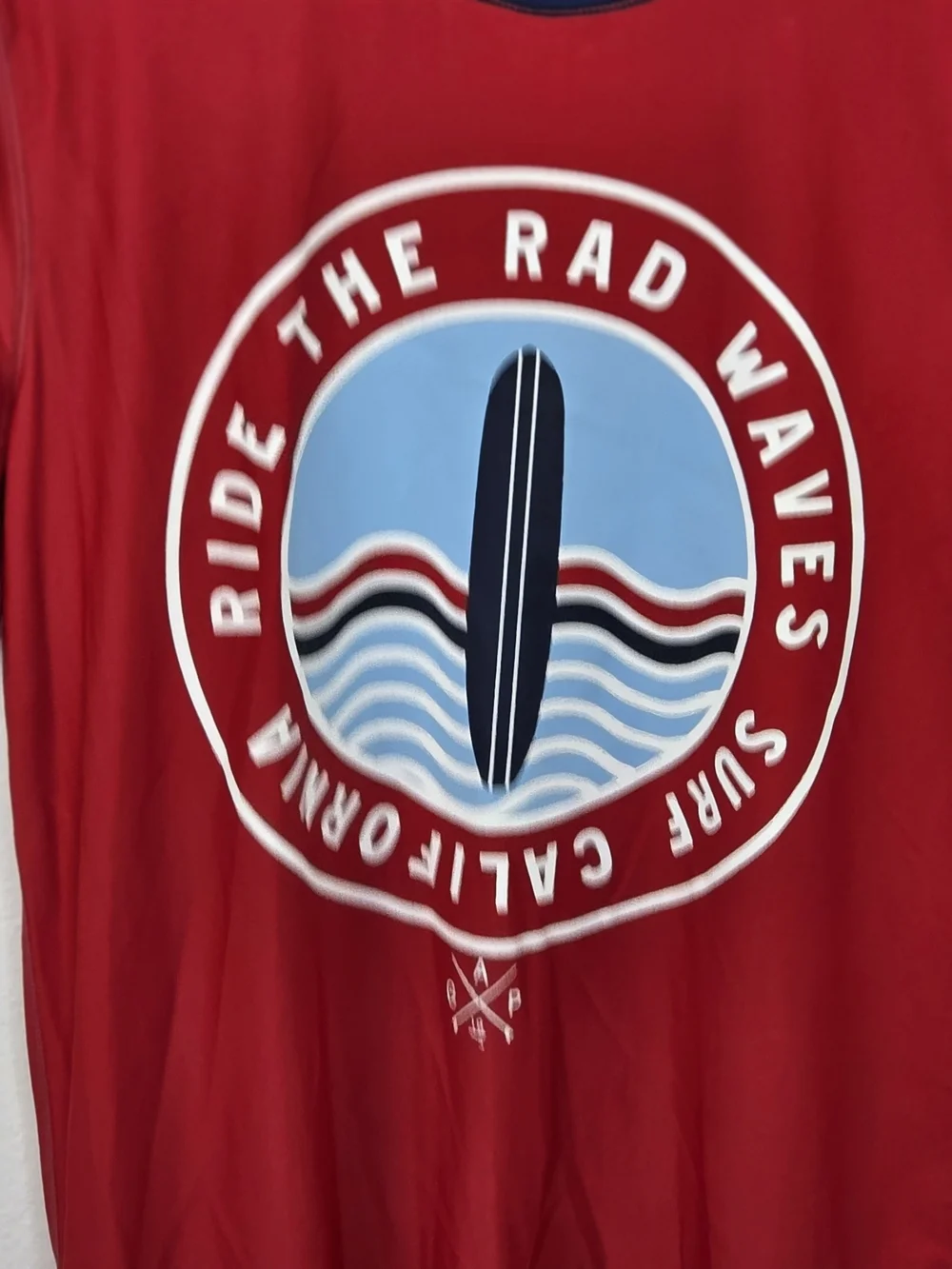 Gap Kids Red Surf Logo Swim Tee with Navy Trim Size XXL